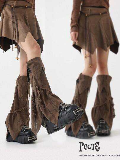 polve 亚文化小众设计流浪风格做旧不对称复古性感腿套
