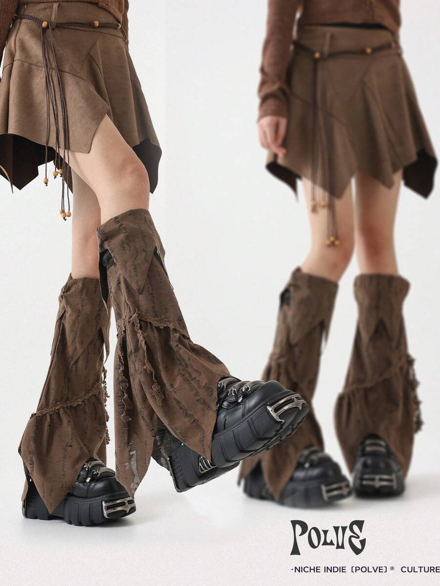 polve Văn hóa phụ, Phong cách độc đáo, Phong cách lang thang, Cũ kỹ, Bất đối xứng, Cổ điển, Gợi cảm, Vớ giữ ấm chân - màu nâu - Xem 1