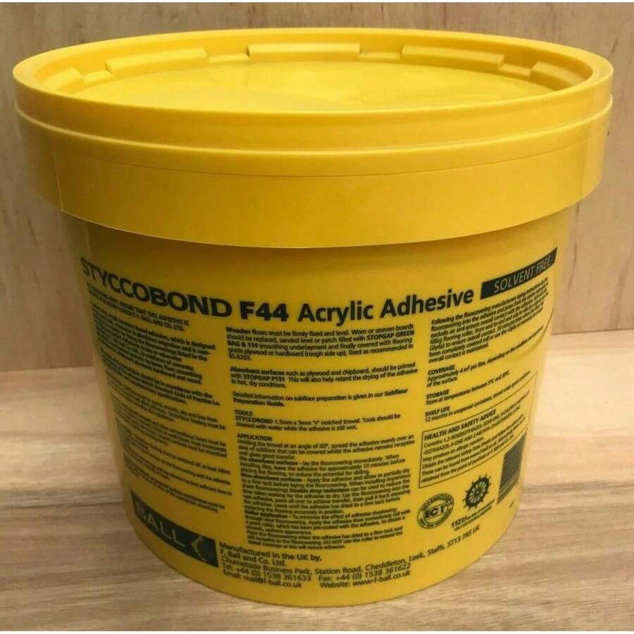 F.Ball Styccobond F44 Vinyl Flooring Adhesive 15 Litres / Acrylic / Solvent Free - A - View 1
