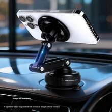 2026新款可调节车载手机支架，加长角度可折叠磁吸式车载手机支架，通用仪表盘出风口安装，360°旋转机械吸盘，兼容、安卓手机及导航设备，情人节礼物 - 彩色 - 查看 3