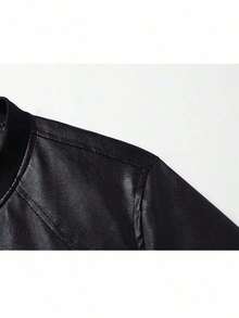 Men's Faux Leather Jacket, Valentine's Day Gift, Bomber Jacket, Motorcycle Style, Retro Men's Leather Jacket, Suitable For Motorcycle Riding, Outdoor Activities, Gift For Boyfriend/Husband, Professional Leather Jacket Design, Essential Men's Leather Jacket, Valentine's Day Gift, Suitable For All Seasons - 黑色 - 查看 10