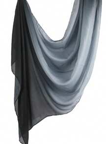 1条女士波西米亚风佩斯利花纹针织羊绒围巾，适合日常和假日穿着 - 黑灰色 - 查看 7