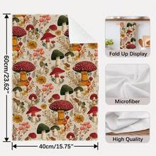 2入組復古手繪森林蘑菇圖案印花 40*60cm 長方形超細纖維廚房毛巾、抹布、桌巾、手巾，廚房裝飾，鄰居喬遷禮物，適用於廚房與浴室，適合家庭主婦與家庭聚會禮物，高價值居家必備品 - 彩色 - 查看 5