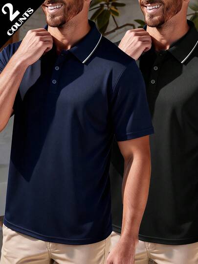 男士夏季休闲百搭条纹领 Polo 衫