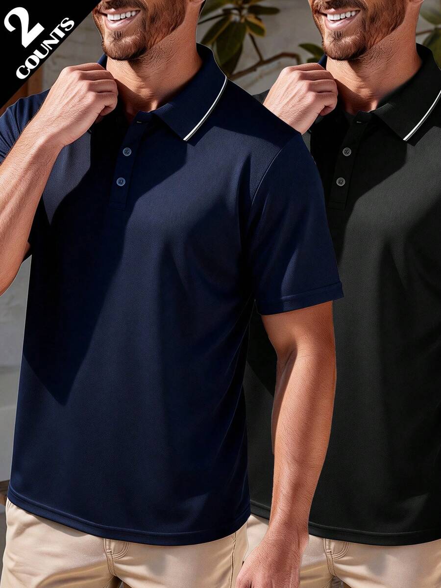 男士夏季休闲百搭条纹领 Polo 衫 - 彩色 - 查看 1