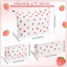 Juego de 3 bolsas de para mujer bolsa de cosméticos de pana estética sonrisa bolsa de aseo de viaje bonita bolsa de lápices brochas de organizador de-013 - Blanco - Ver 4
