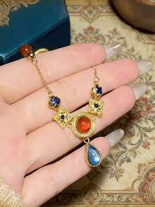 1件优雅不锈钢女士项链，金色首饰，百搭高端项链，适合女士宴会、派对、商务、休闲、日常佩戴，春夏皆宜。 - 優雅氣質風 - 查看 8