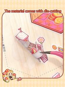 Bộ sticker phong cảnh kẻ caro cỡ lớn mới, sticker mô phỏng kiến trúc thành phố thu nhỏ, sticker trang trí nhà cửa 3D nhỏ tự làm. - Hình chữ nhật - Xem 9