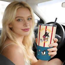 PINGU Themed Stainless Steel Vacuum Insulated Tumbler - "NOOT NOOT!" Penguin Pattern Design - 12 Hour Hot/Cold Thermal Travel Mug, Leak-Proof With Straw, Best Holiday Gift Choice For Anime Fans - Multicolor - View 11