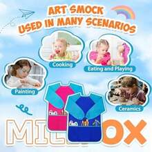 Kids Art Smock, Toddler Painting Smock,Waterproof Long Sleeve Kids Art Apron - Blue - View 5