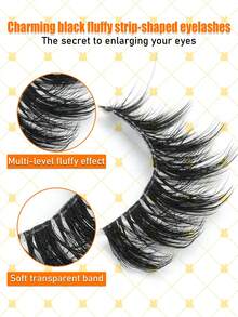 10 Pairs Value Pack False Eyelashes, Cat Eye Lashes, Natural Look 3D Fluffy Lightweight Soft Thick Reusable Eyelashes, Beginner Friendly, Suitable For Daily, Party, Date And All Occasions - Doe-eyed Lashes - View 2