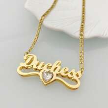 Bộ trang sức đá quý sinh nhật cá nhân hóa - Dây chuyền và bông tai khoen khắc tên theo yêu cầu kèm đá sinh nhật, dây chuyền kim cương, bông tai khoen khắc tên, trang sức đá quý sinh nhật, quà tặng cho phụ nữ và thiếu nữ, quà tặng trang sức mạ vàng sang trọng. - Nhiều màu - Xem 6