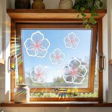 1/2 pièces Autocollant de verre à motif floral arc-en-ciel minimaliste et de dessin animé, film de fenêtre réutilisable à effet prisme arc-en-ciel en PVC, convient pour les chambres à coucher, les cuisines, les salons et la décoration de la maison. - lentilles de couleur - Voir 1