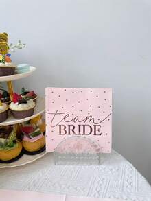 16pcs Letter Graphic Disposable Napkin, 33x33cm Paper Napkin For Party,Christmas - Pink - View 10