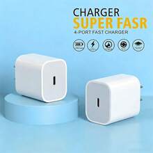 白色美标插头 110-127V 美规 A 型 1-3 个装 20W 快充 USB-C 墙充 Type-C 适配器 兼容 情人节礼物 - 美規A型插(110-127V) - 查看 2