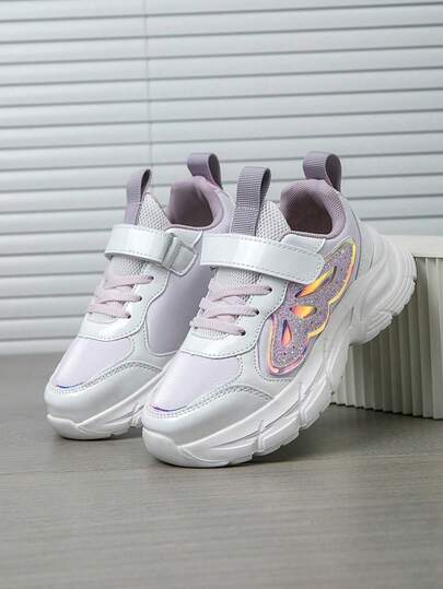 1 Pair Girls' Colorblock Comfortable Breathable Versatile Lightweight Outdoor Sports Shoes, Fashion Casual Sneakers, Suitable For All Seasons