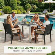 Rectangular Garden Table Made Of Aluminum And WPC, Weatherproof Dining Table For Garden And Patio, Modern Outdoor Table For 6 People, 140x90x75 Cm - 黑色 - 查看 8