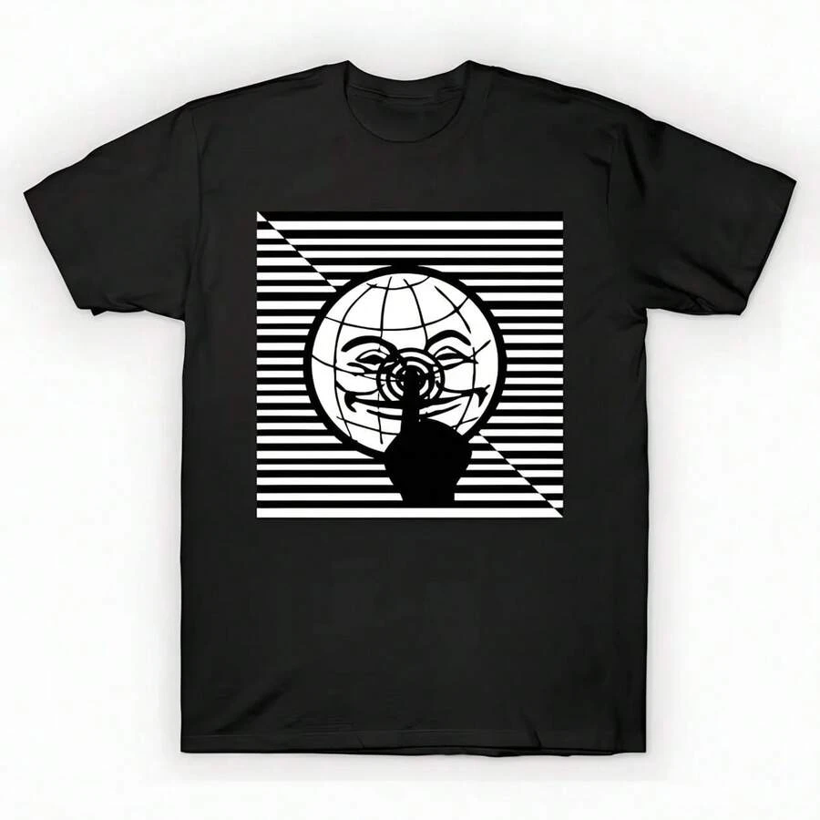 World - - Camiseta Oversize Impresa Unisex, Camiseta Gráfica Casual Negra Sólida, Top Esencial de Verano para Capas, S-3XL - Negro - Ver 1