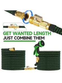 LOVFEN 100FT Stretchable Garden Hose, Lightweight Kink-Free Flexible Water Pipe With 10-Pattern Spray Nozzle, Leak-Proof, 3/4" Swivel Connectors, Super Durable Fabric, Portable Storage Strap – Ideal For Gardening, Patio, Yard, And Outdoor Watering - Màu xanh lá - Xem 6
