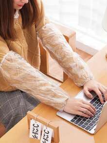 50/100/200pcs Disposable Plastic Sleeve Covers, Household Cleaning Protective Sleeves, Waterproof Dustproof Arm Sleeves, Housework Arm Protection Covers - Transparent - View 4