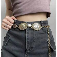 Western Concho Chain Belt For Women Adjustable Metal Waist Chain Belt For Dress Jeans - 金色 - 查看 3