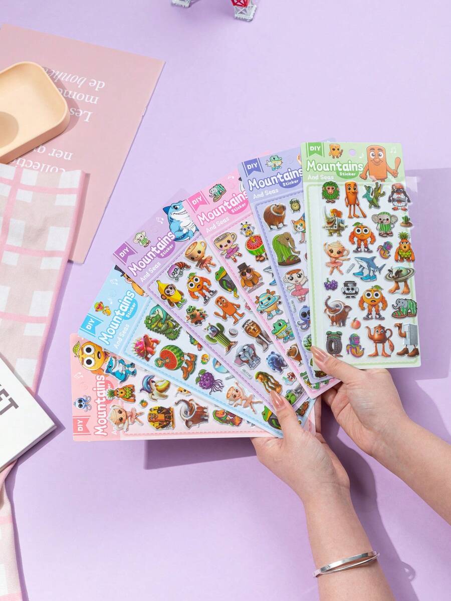 1pc Glitter Sticker, Cute Cartoon Animal 3D Glitter Sticker, Reusable Waterproof Sticker, Perfect Holiday Gift, Great For Fans And Friends, Diary Sticker, DIY Craft Sticker, DIY Phone Case Sticker - Multicolor - View 1