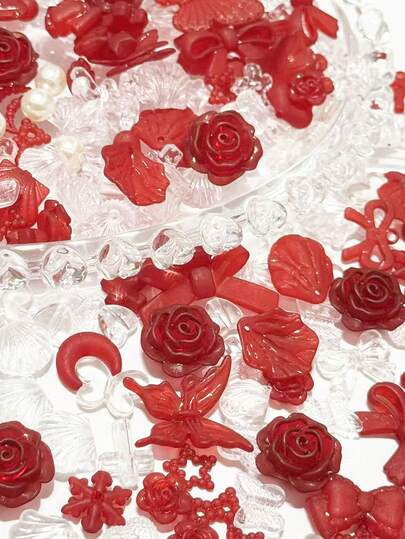 Resin Mixed Rose Butterfly Love Moon Shape, DIY Cream Gel Phone Case Material Package Accessories Resin Accessories Wholesale, This Product Can Be Used For Various DIY Handmade Scenes Such As Phone Cases, Hair Clips, Photo Frames, Etc. It Is Used For DIY Handmade Design Decoration Accessories Such As Headwear, Clothing, Evening Dresses, Shoes And Hats, Weddings, Christmas, Handicrafts, Etc.