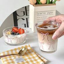 1个翻盖玻璃杯和碗，咖啡杯，马克杯，冷饮杯，女孩礼物，学习用品（粉色和浅紫色随机发货） - 粉 - 查看 10