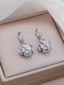 1 Set Exquisito Collar y Aretes de Diamante Principal Micro-Incrustado de Circonita de Alta Gama, Versátil para el Uso Diario - Multicolor - Ver 2