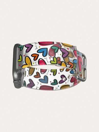 Correa de reloj de silicona con corazón de grafiti semi-transparente y de moda, compatible con Apple Watch de 38mm, 40mm, 41mm, 42mm, 44mm, 45mm y 49mm, compatible con Apple Watch Series Ultra/SE/8/7/6/5/4/3/2/1