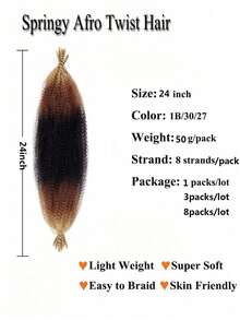 Tóc nối xoăn xù kiểu Afro Ombre T1B/30/27, tóc bện xoắn Marley đã được tách sẵn, tóc giả kiểu Faux Locs móc sợi dành cho nữ. - Nhiều màu - Xem 30