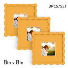 1pc/3pcs Wavy Design Photo Frame For Wall & Tabletop Decoration, Artistic Creative Home Decor With Multi-Color Waves - 7 Standard Sizes 4x4in, 4x6in, 5x7in, 6x6in, 8x8in, 8x10in, 11x14in - Modern Stylish Interior Accent, Fun Picture Frames, Scalloped Picture Frame- Graduation Wedding Gift (Random Photo Paper) - 波浪形 - 查看 39