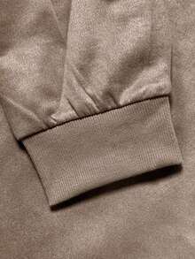 Men's Khaki Suede Bomber Jacket, Full Zip Stand Collar Casual Coat, Retro Faux Leather Jacket, Suitable For Spring And Autumn, Outdoor Commute Casual Jacket, High-Quality Men's Gift - 駝色 - 查看 6
