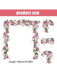 Artificial Peony Flower Garland, 5.9ft Romantic Blooms Garlands,  Floral Vine For Wedding Table Runner, Elegant Arch & Fireplace Mantle Decor, Vintage Centerpiece For Bridal Shower & Home Party - 香檳色和深粉紅色 - 查看 4