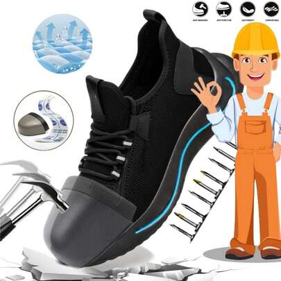 zapatos de trabajo, Tenis Sport Industriale, antichoque y antipunción. Ligero, transpirable, de microfibra sintética, protección de punta de acero, comodidad para todas las estaciones para hombres y mujeres, trabajo y ropa casual, botas de senderismo, suela de goma duradera, Zapatos De Trabajo Para Hombres Y Mujer