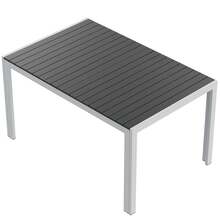 Rectangular Garden Table Made Of Aluminum And WPC, Weatherproof Dining Table For Garden And Patio, Modern Outdoor Table For 6 People, 140x90x75 Cm - 黑色 - 查看 10