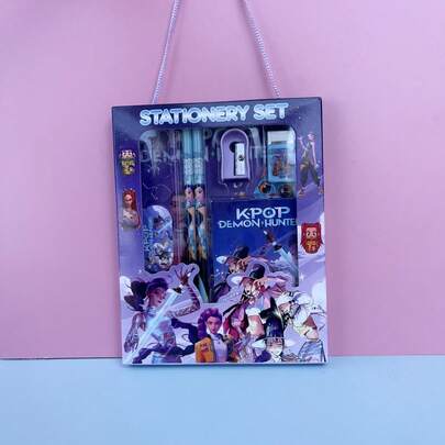 KPOP Witch Hunting Girl Group Stationery Set Includes: 2 Pencils, 1 Pencil Sharpener, 1 Eraser, 1 Notebook, 1 Ruler