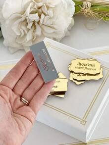 2/10/20/50pcs Custom Wedding Favors Name Tags Gold Acrylic Tag Reception Token Baby Shower Tags Thank You Gift Engagement Celebration Personalized Favor Tags Christmas Party Bridal Shower Gifts - Multicolor - View 4