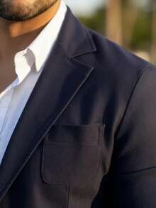 OLP Men's Formal Blazer With Elastane - Elegant - Navy Blue - View 2