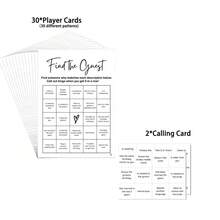 Find The Guest Bingo Game Cards, Baby Shower Bingo Game, Bridal Shower Games, 50 Unique Cards, Minimalist Bridal Shower Bingo, 25Pcs Prefilled Find The Guest Bingo Game Cards, Engagement Party Games For Guests, Minimalist White Wedding Party Supplies - Multicolor - View 2