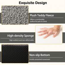 COSTWAY 4-Step Foam Dog Stairs Foldable Dog Ramp W/ Non-Slip Bottom, Grey - Grey - View 9