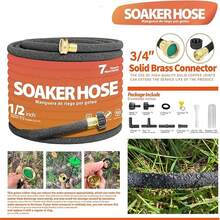 100FT Heavy-Duty 1/2 Inch Soaker Hose With 3/4 Inch Solid Brass Connector - Leakproof Garden Watering System For Gardens, Lawns, Flower & Vegetable Beds - A - Xem 4
