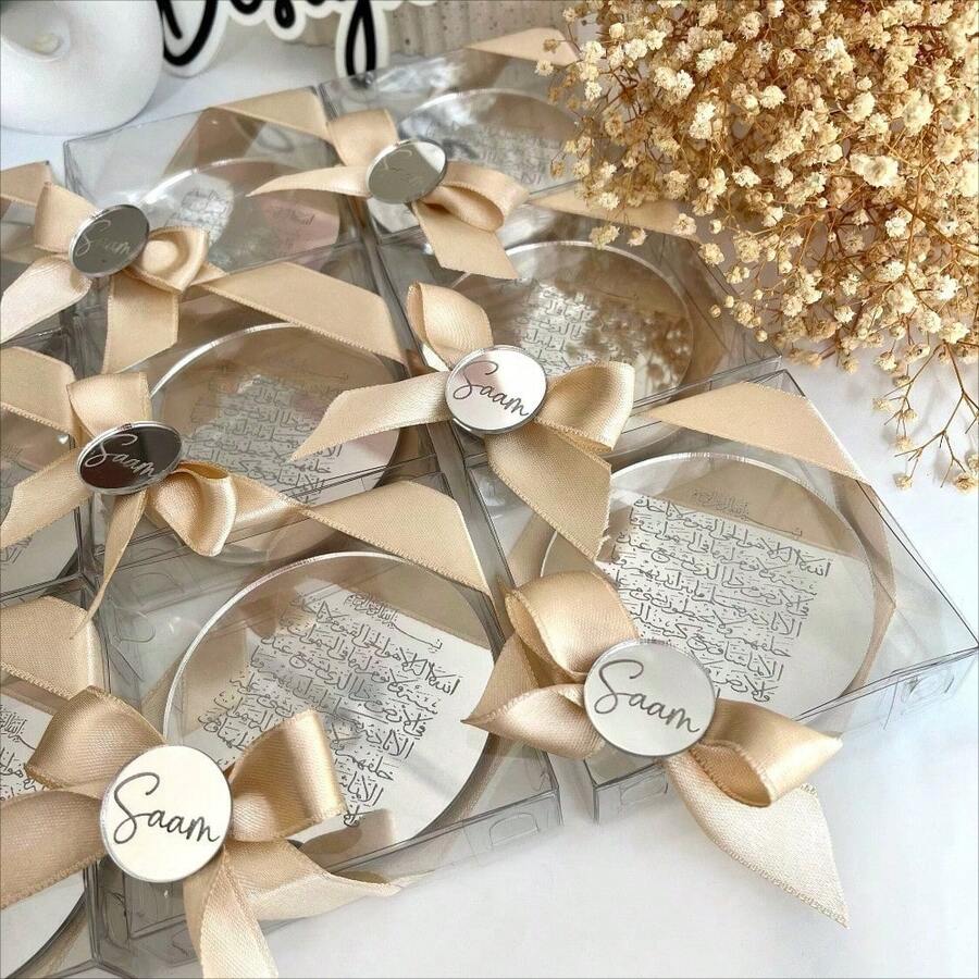 Personalized Acrylic Name Plate, Customized Islamic Wedding Favor, Hajj Gift, Birthday Decoration, Reception Name Plate, Housewarming Gift, Keepsake Box - Multicolor - View 1