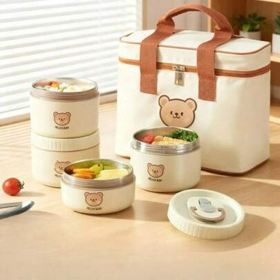 Hộp cơm giữ nhiệt bằng thép không gỉ 304, hộp bento di động có tay cầm, có thể hâm nóng bằng lò vi sóng và nước nóng, kín và chống rò rỉ, hộp đựng thực phẩm, salad và trái cây, hộp cơm cách nhiệt phù hợp cho học sinh và người lớn sử dụng ở trường học, văn phòng, cắm trại ngoài trời, dã ngoại, du lịch, chuẩn bị cho năm học mới.