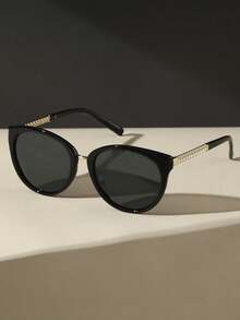 1 Pair Women's Retro Cat Eye Fashion Glasses, Black Frame, High-Definition Lenses, Suitable For Beach Parties, Vacations, Ideal For Women's Autumn/Winter Outfits, Business Casual, Summer Beach, Outdoor Activities And Travel - 灰色 - 查看 2