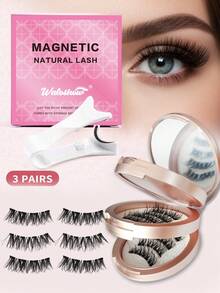 Waloshow 3 Pairs Of CC Curled Magnetic Eyelashes Set And 8-10 Pairs Of False Eyelashes Combo Set, Includes Magnetic Clips, Mixed Styles, No Glue Needed, Natural & Realistic, Reusable, 7-12mm Faux Mink Lashes, Suitable For Daily Wear, Waterproof, Cartoon Style, Extended Outer Corner Design, Enlarges Eyes, Thin & Long, Ideal For Travel, Beach Vacation, Camping - Natural Lashes - View 16