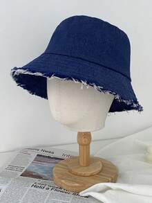 1顶男女通用水洗牛仔布渔夫帽，可折叠帽檐做旧防晒帽，旅行户外夏季帽 - 多色 - 查看 5