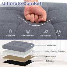COSTWAY 40 Cm Square Storage Ottoman Linen Fabric Footstool With Lid, Grey - Grey - View 4