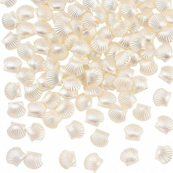 50/100/200Pcs White Acrylic Beach Shell Beads, Shell Pearl Beads For Jewelry Making, DIY Bracelet Neacklace Key Chain Handmade Accessories
