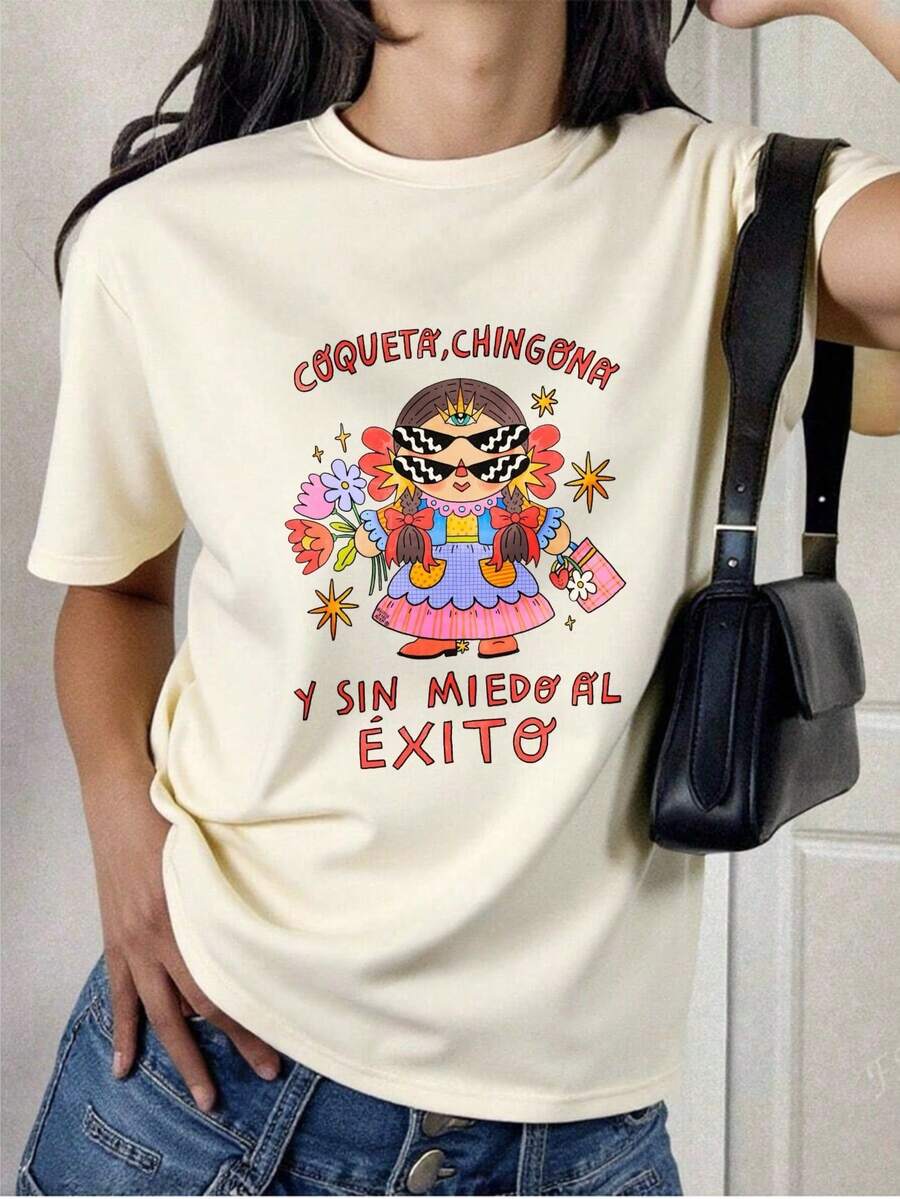 Camiseta de Algodón Suave para Mujer en Tallas Grandes con Gráfico Coqueta Chingona, Regalo Ideal para Amigas en San Valentín, Moderna y Linda, Vestidos de mujer de verano a la moda, Casual Perfecto para Todas las Estaciones, S M L XL